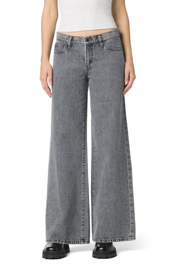 Joe's Crystal Embellished Low Rise Wide Leg Jeans In Gray