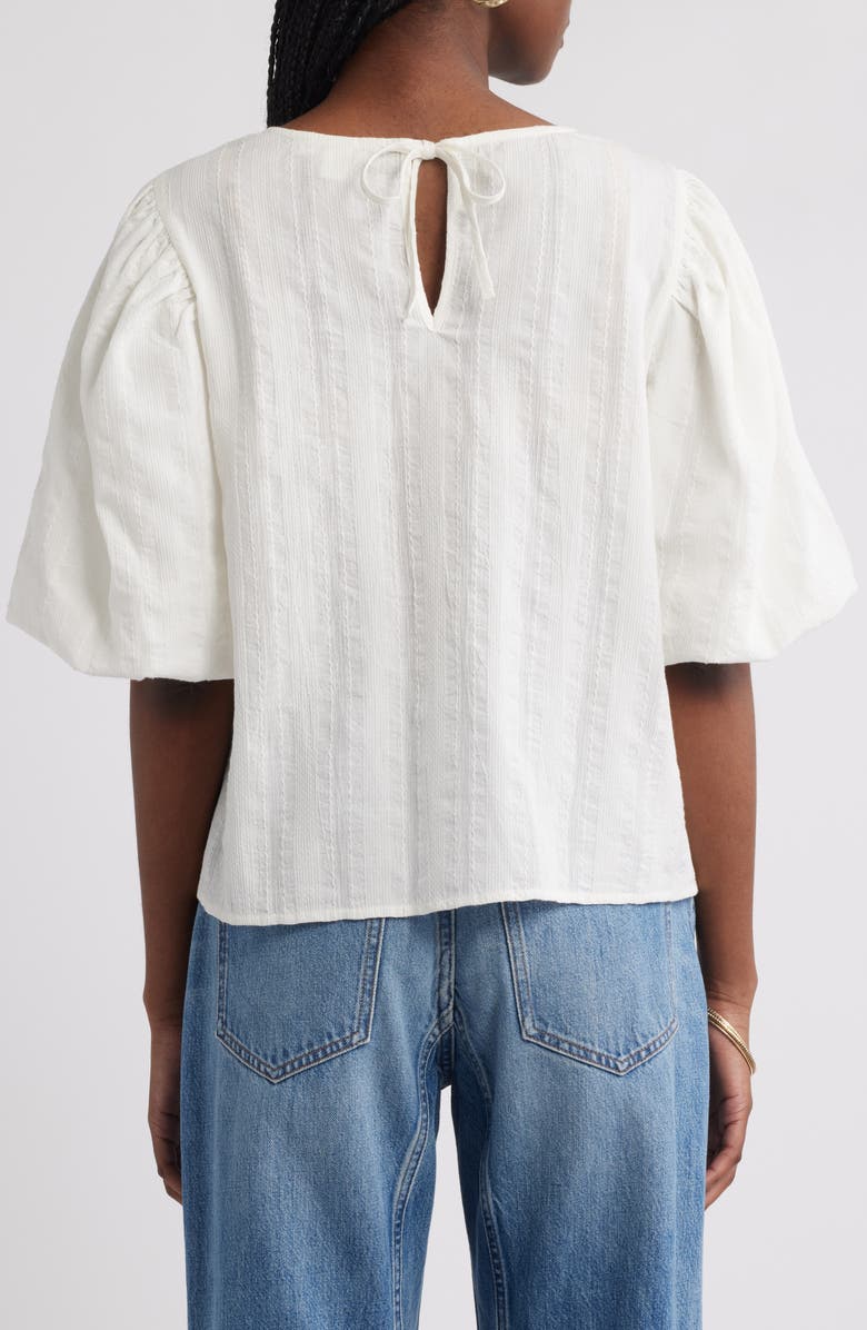 Treasure & Bond Bubble Sleeve Cotton Dobby Top, Alternate, color, Ivory Egret