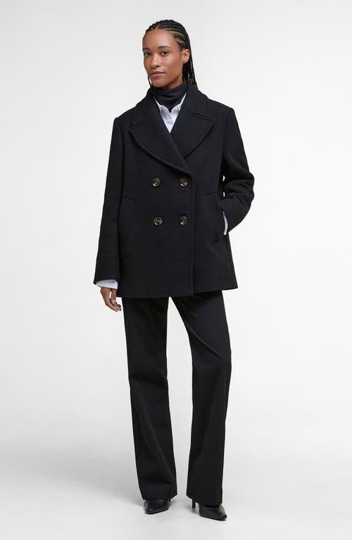 Barbour Indie Wool Blend Peacoat In Black