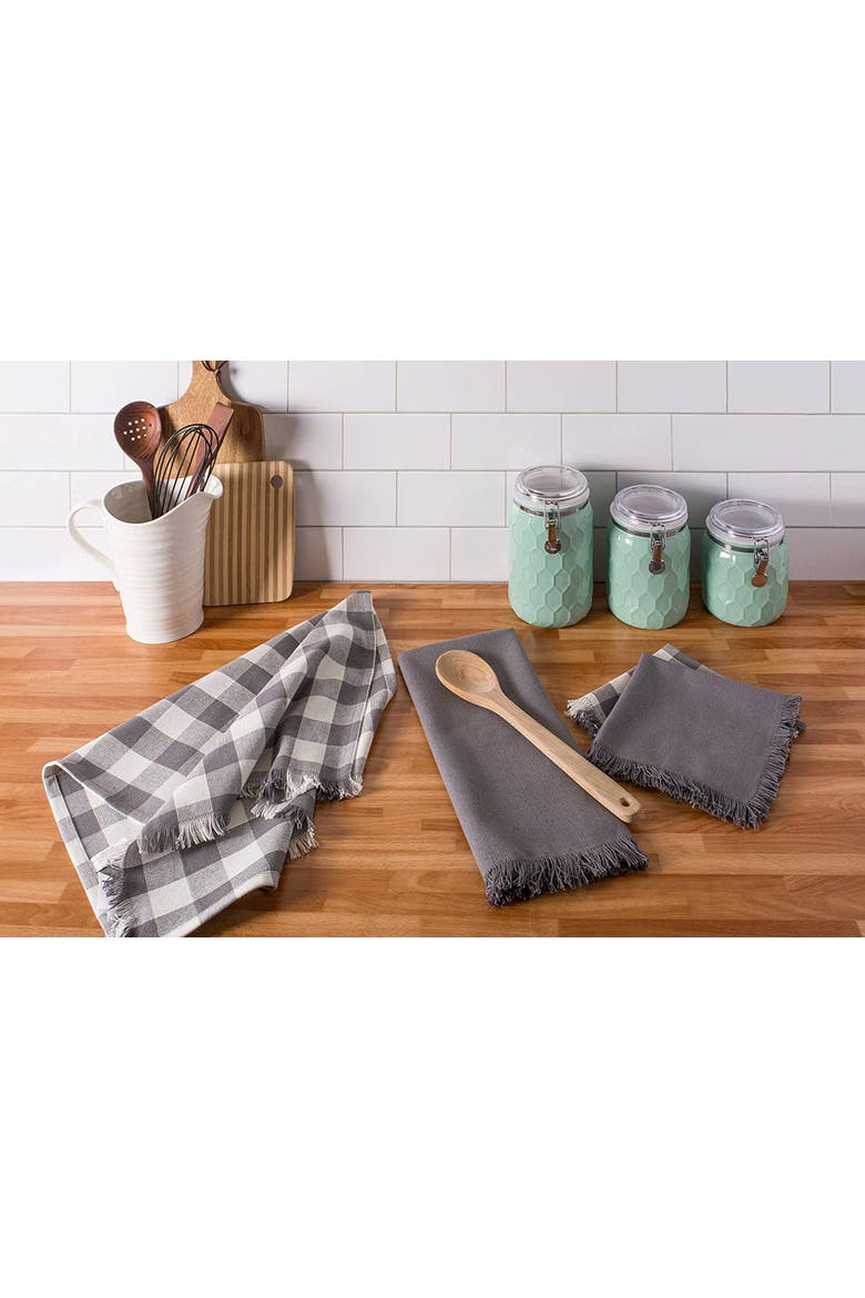 Gray Asst Heavyweight Fringed Dishtowel Set/4, Alternate, color, Gray
