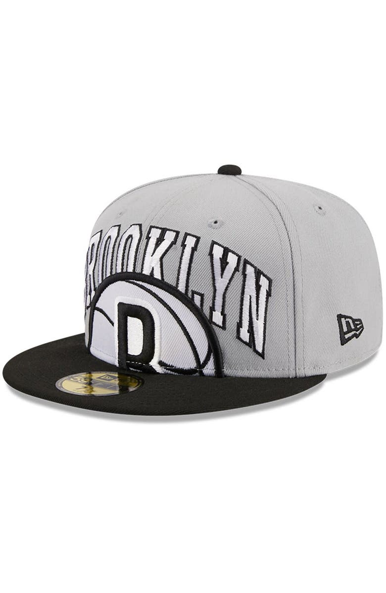 New Era Men's New Era Gray/Black Brooklyn Nets Tip-Off Two-Tone 59FIFTY Fitted Hat, Alternate, color, Gray