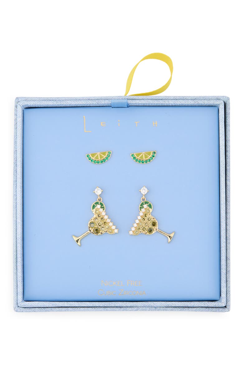 2-Pack Margarita Earrings Set, Main, color, CLEAR- GREEN- GOLD