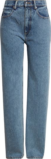 【関税・送料込み】Alexander Wang Straight Leg Jeans Alexander Wang logo-waistband straight-leg Jeans | Blue