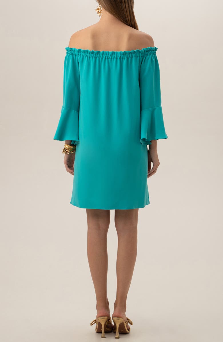 Trina Turk Knox Long Sleeve Off the Shoulder Dress, Alternate, color, Tranquil Turquoise
