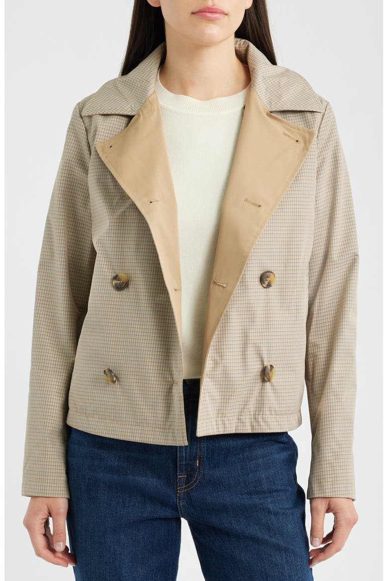 Reversible Crop Double Breasted Rain Jacket, Alternate, color, MINICHECK