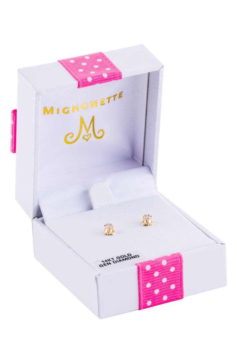 Mignonette 14k Gold & Diamond Earrings, Alternate, color, Gold