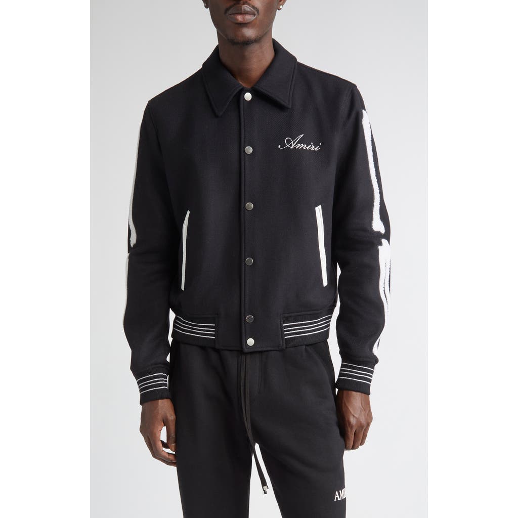 Amiri Bones Snap-button Wool Jacket In Black
