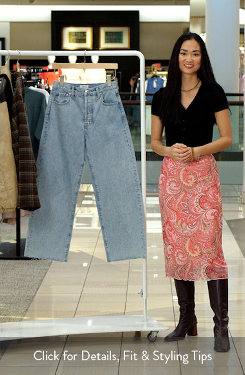 Tate Raw Hem High Waist Ankle Bowed Wide Leg Jeans, sales video thumbnail