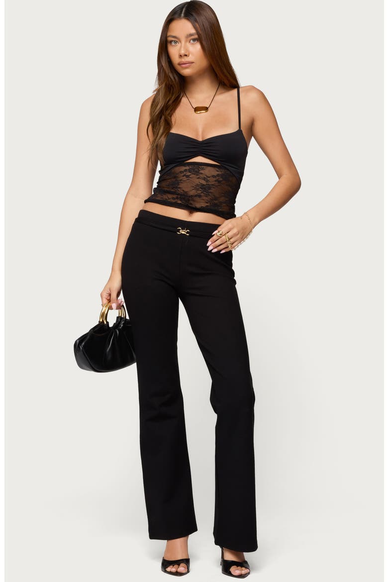 Damarie Sheer Lace Cutout Camisole, Alternate, color, BLACK