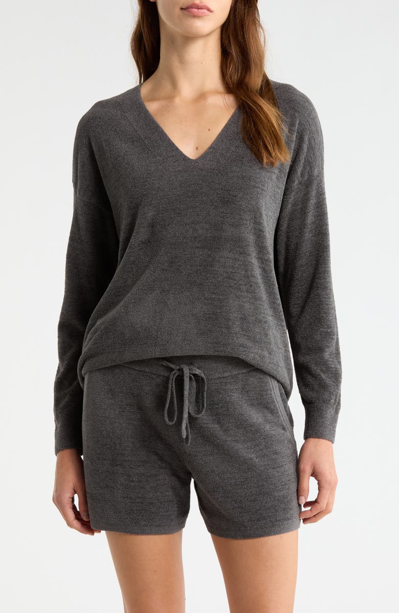 Barefoot Dreams<sup>®</sup> High-Low Hem V-Neck Pajama Pullover Sweater, Main, color, Carbon