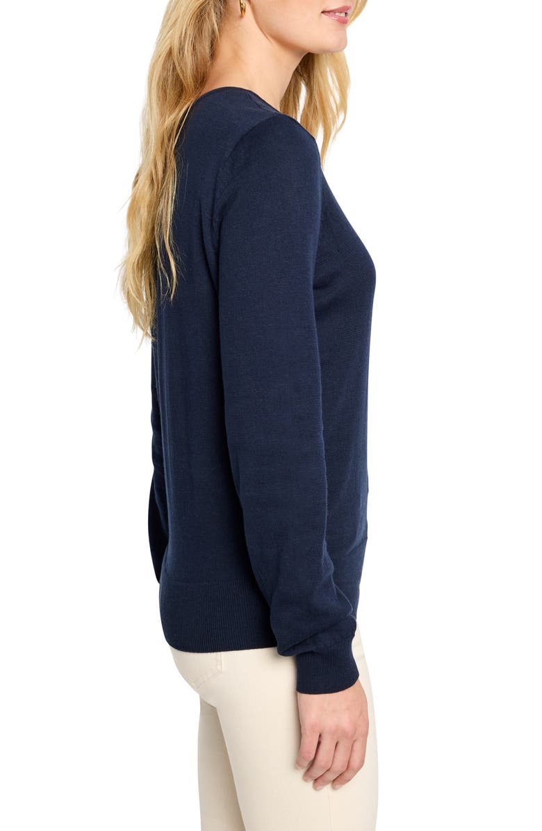 NIC+ZOE Set In V-Neck Sweater, Alternate, color, Dark Indigo