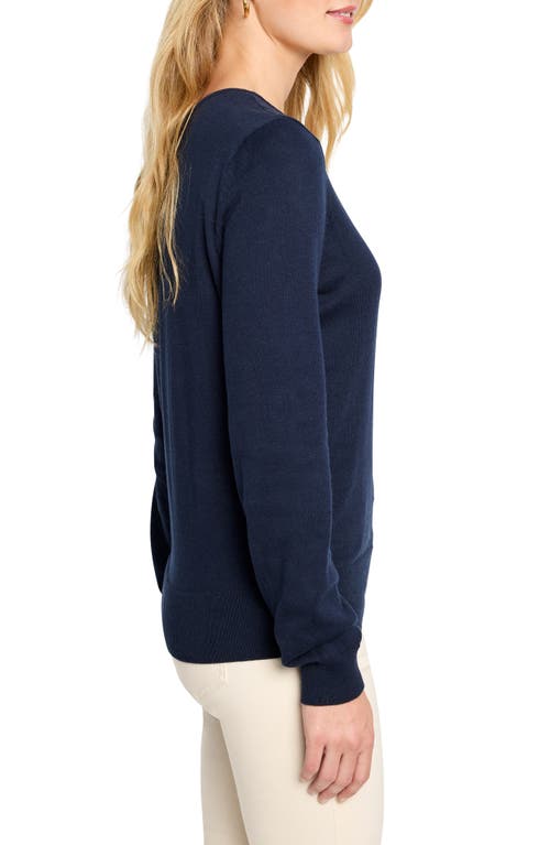 Nic + Zoe Nic+zoe Set In V-neck Sweater In Blue