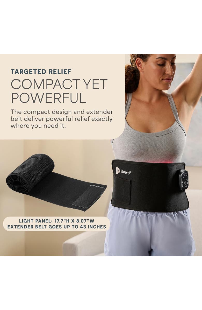 Lifepro Allevared Mini Red Light Therapy Belt Mini 660nm & 850nm Infrared Red Light, Alternate, color, Black