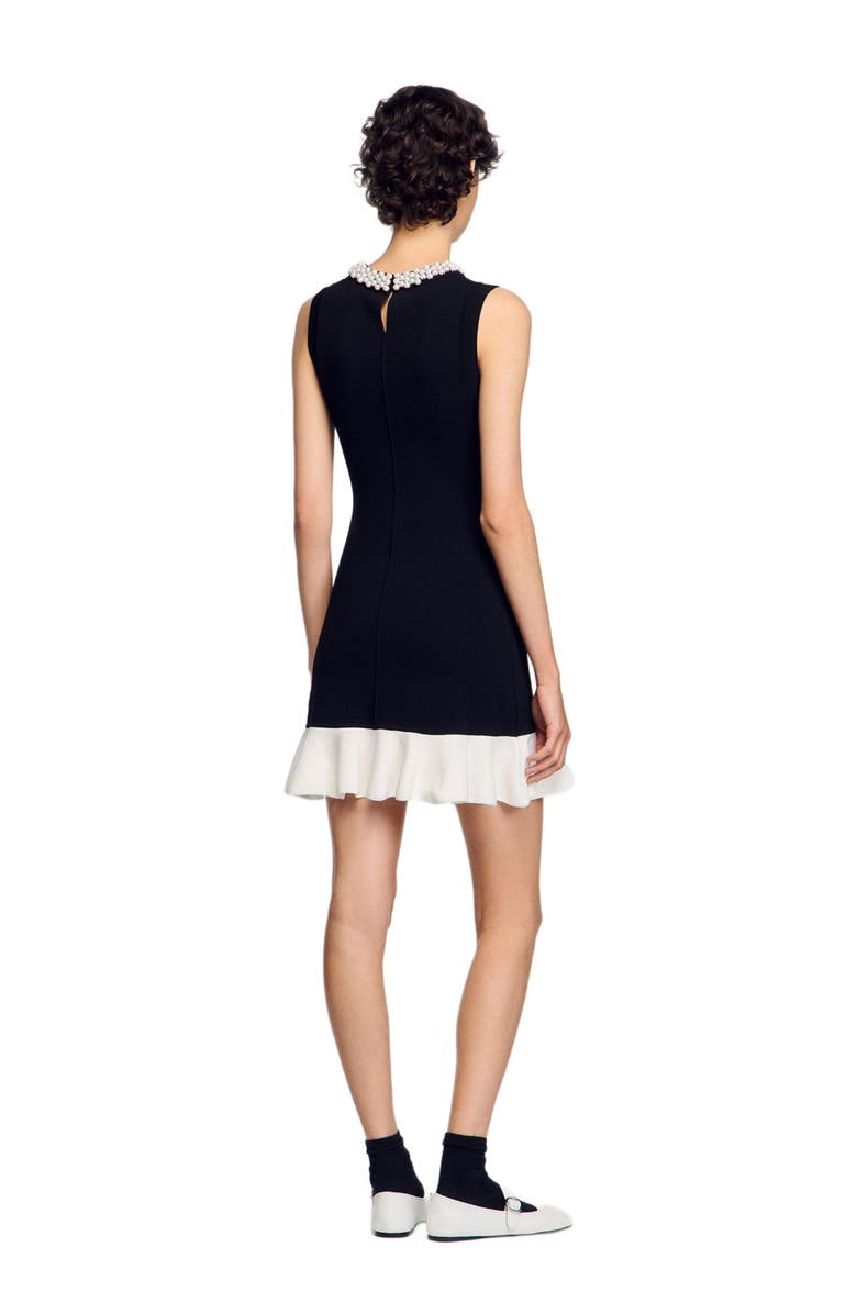 SANDRO Mini knit dress with beaded neck, Alternate, color, 