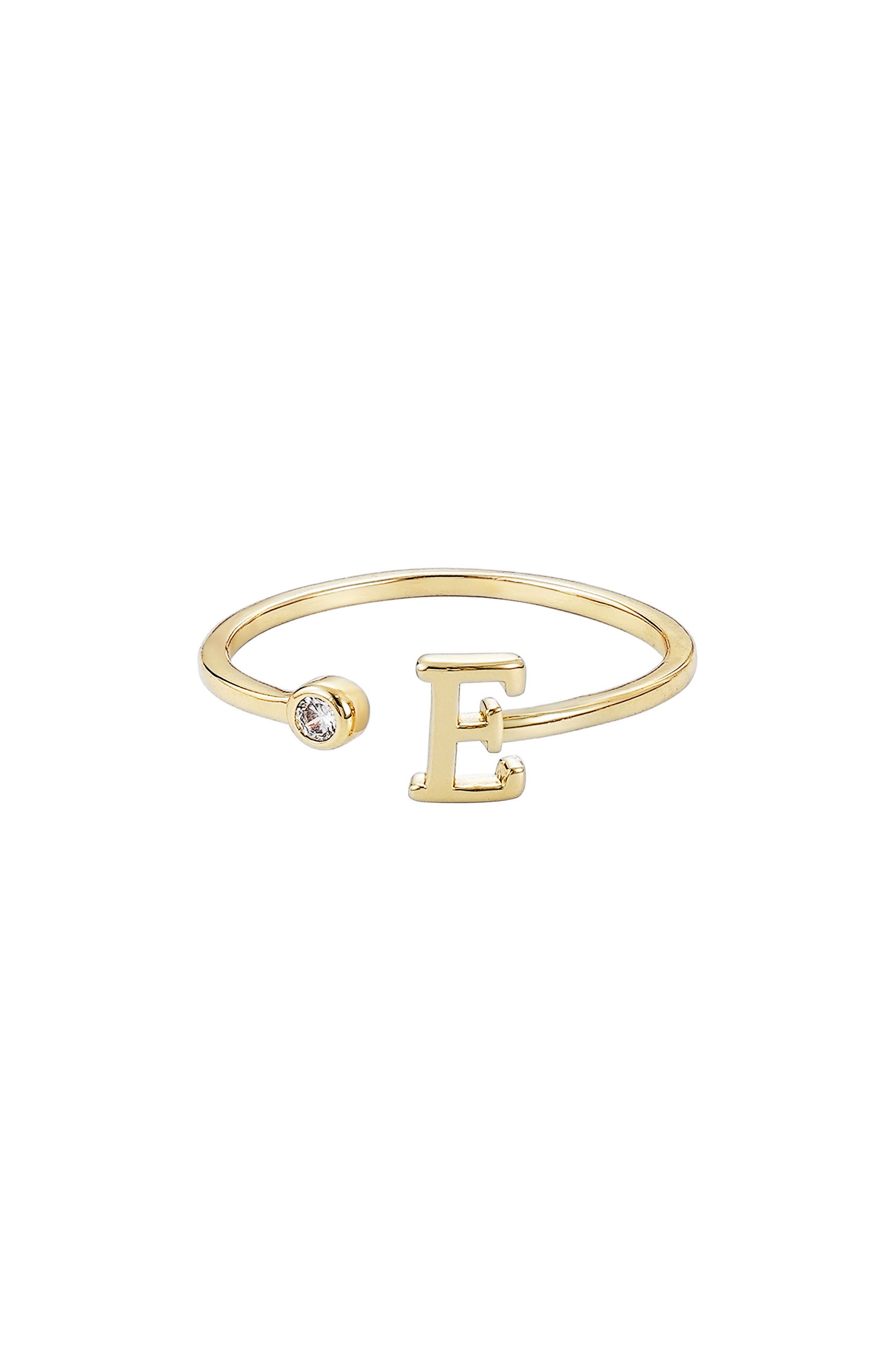 CZ & Initial Open Band Ring