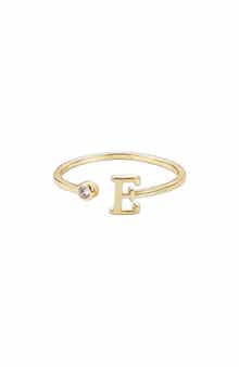 CZ & Initial Open Band Ring