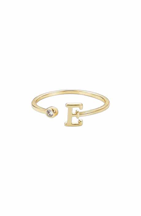CZ & Initial Open Band Ring