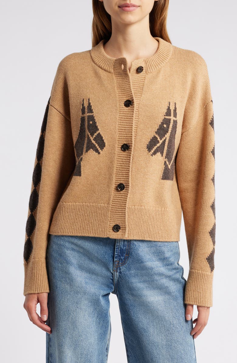 Rails Mavie Intarsia Horse Cotton & Wool Blend Cardigan, Alternate, color, 