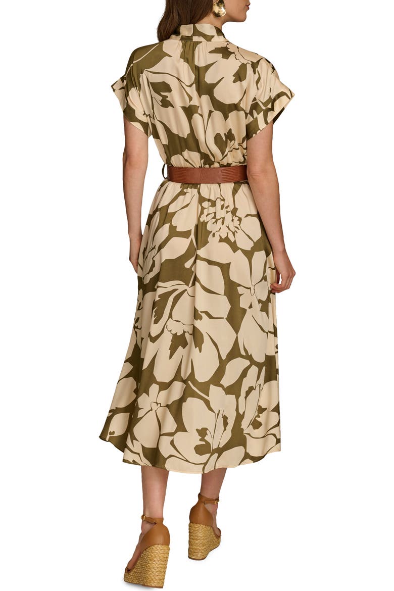 Floral Print Belted Midi Dress, Alternate, color, SPRING GREEN