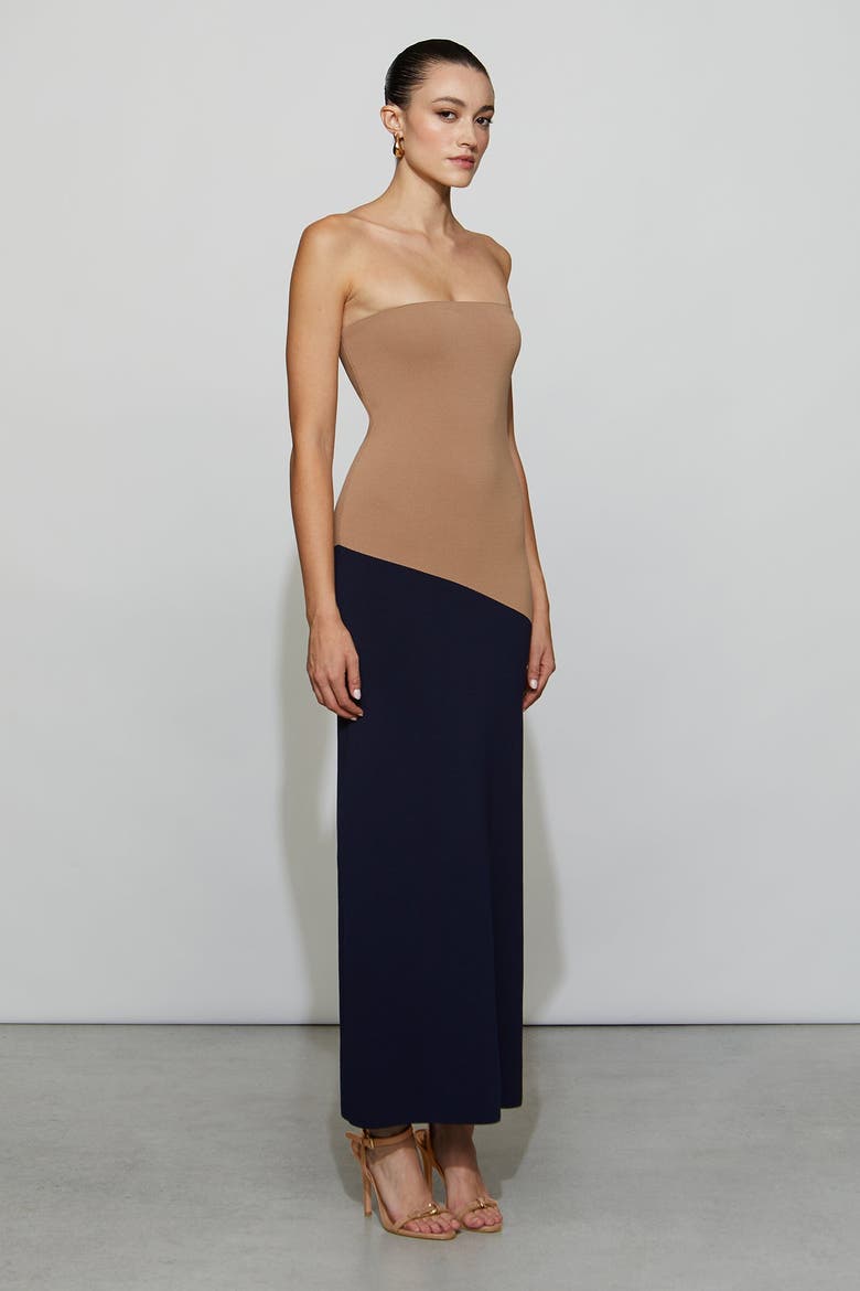 Liliana Knit Dress, Alternate, color, Camel/Navy
