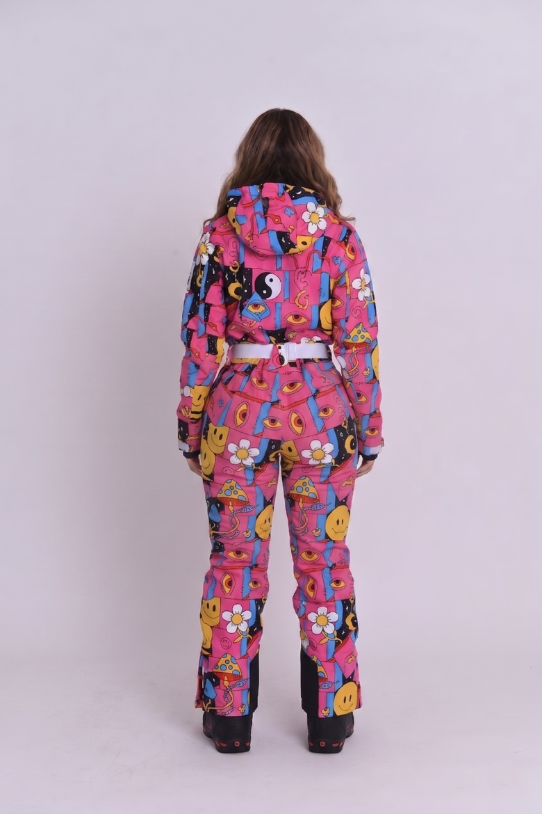 Trippy Hippy Shaped Women's Ski Suit, Alternate, color, Pink