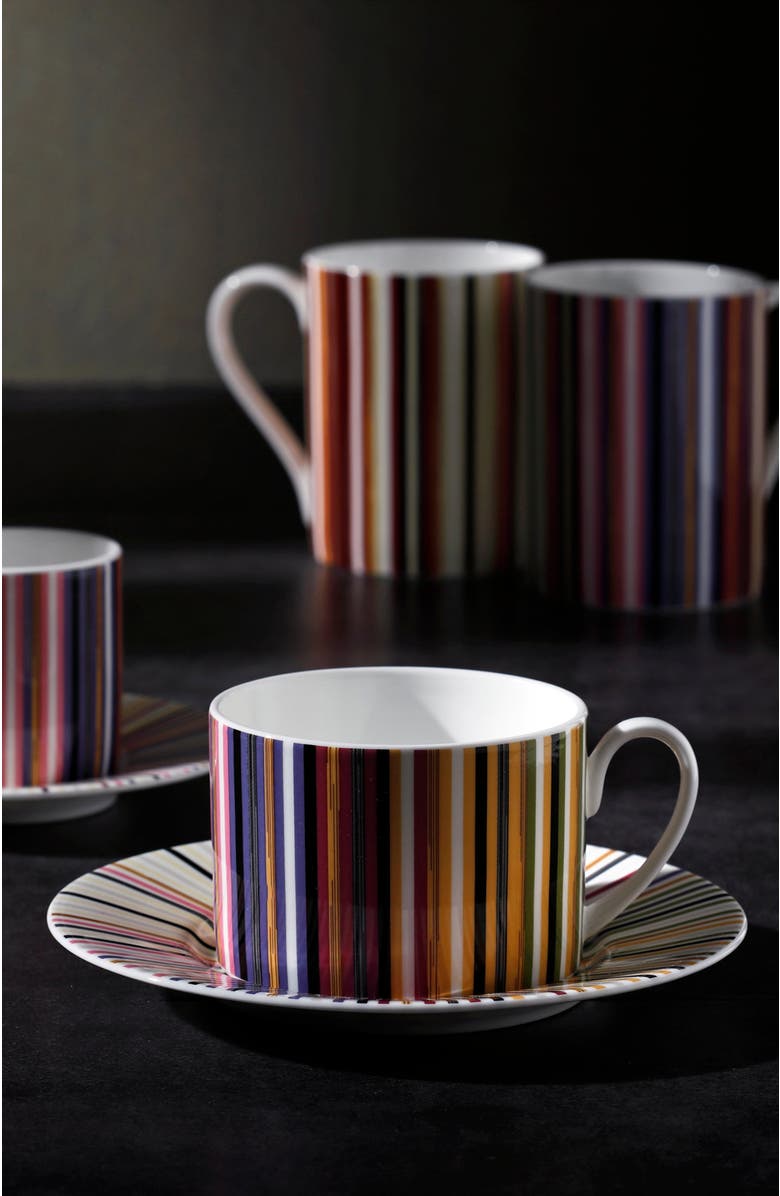 Missoni Home Tableware Tea Cup & Saucer STRIPES Set of 2 in Luxury Box Jenkins 156 diam. 3.3", H 2.3", cap. 7.5 oz, Saucer diam. 6", Alternate, color,