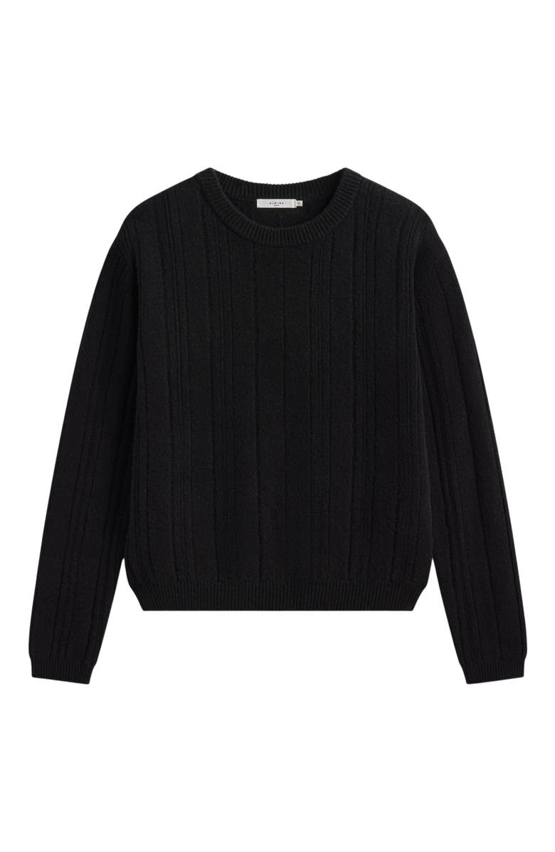 Almina Concept Ribbed Wool Crewneck Sweater, Alternate, color, Black