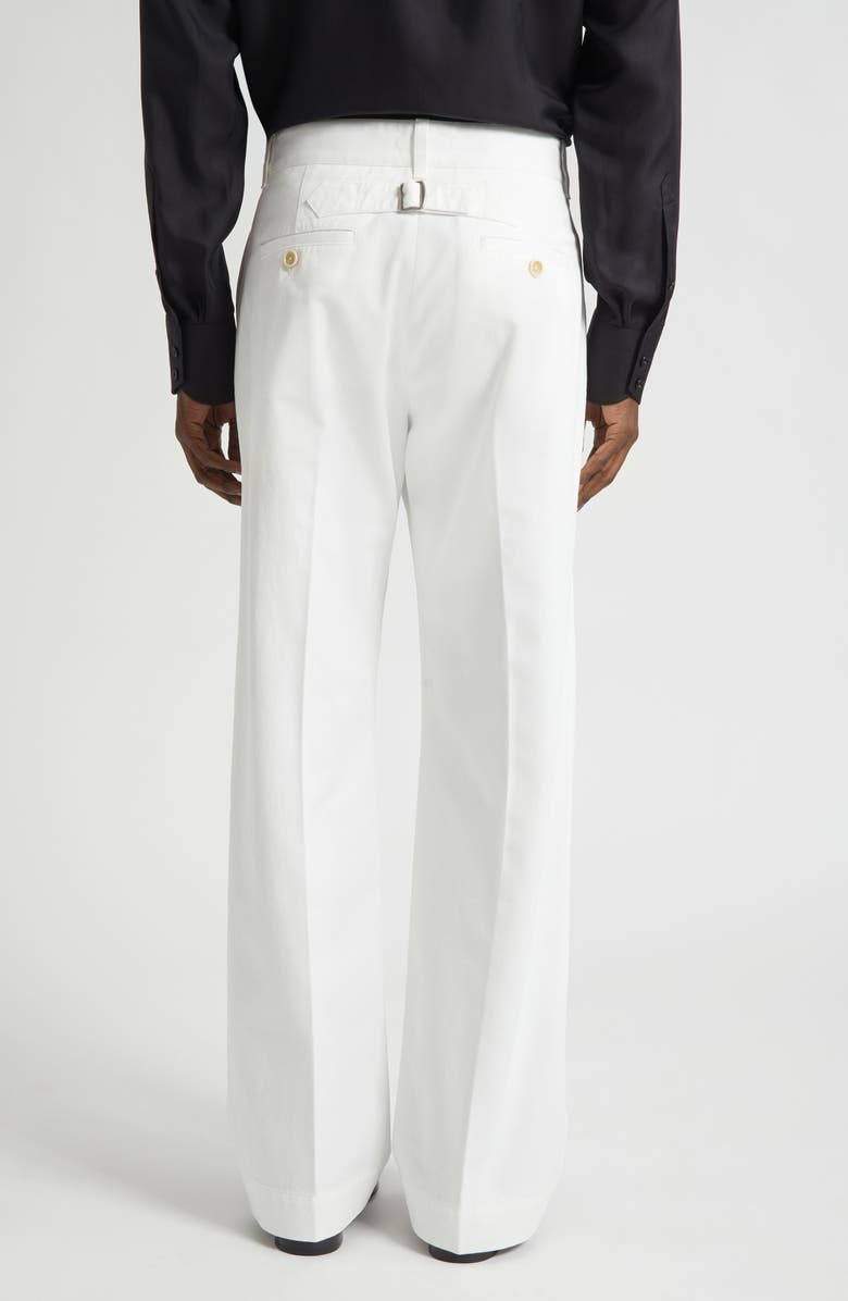 TOM FORD Compact Cotton Drill Wide Leg Pants, Alternate, color, Off White