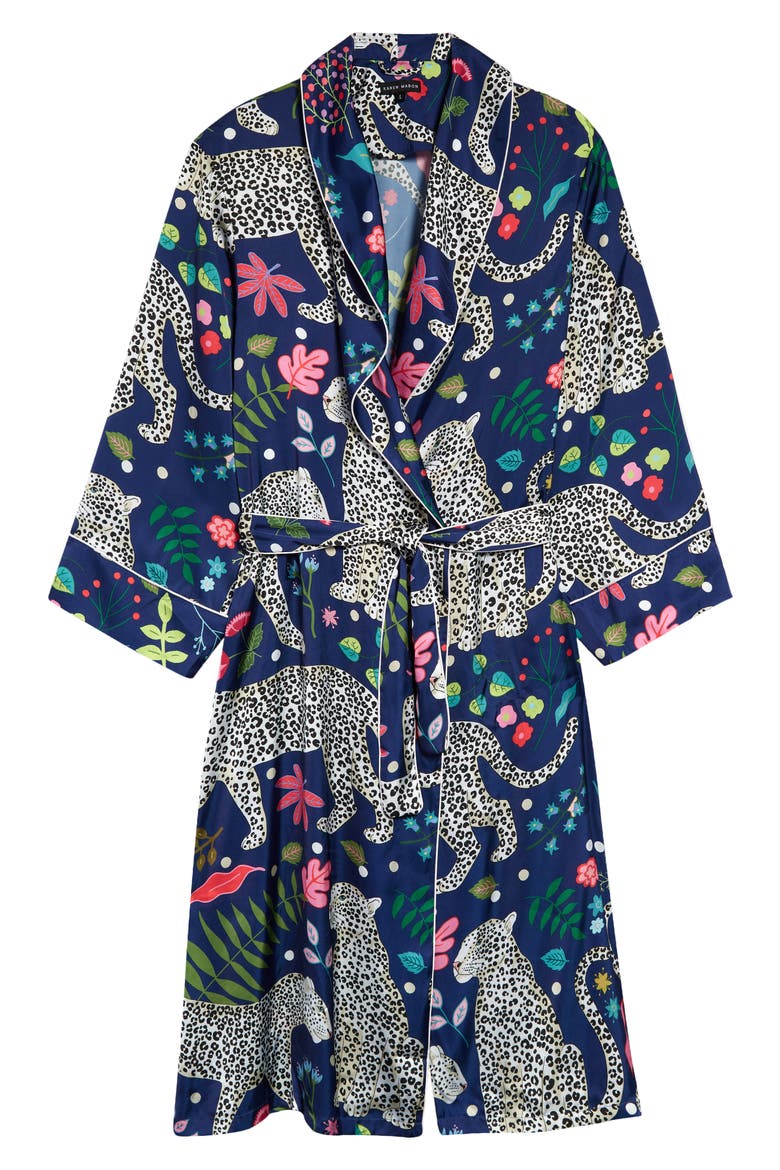 Snow Leopard Wrap Robe, Main, color, NAVY