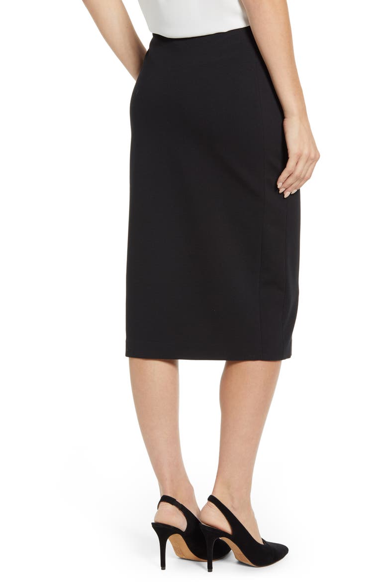 Ponte Midi Pencil Skirt, Alternate, color, RICH BLACK