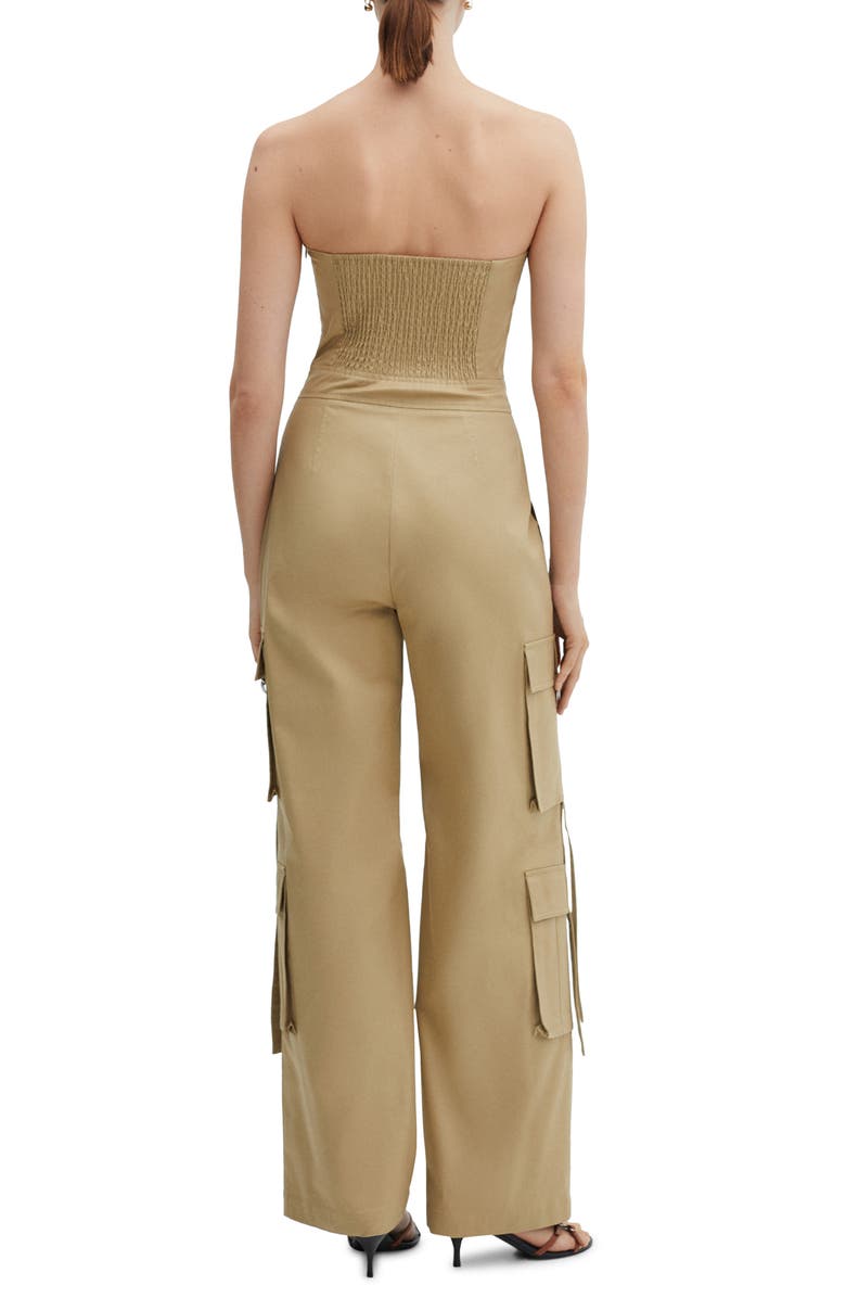 MANGO Strapless Cargo Jumpsuit, Alternate, color,