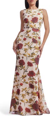 Dress the Population Cherilyn Floral Open Back Mermaid Gown