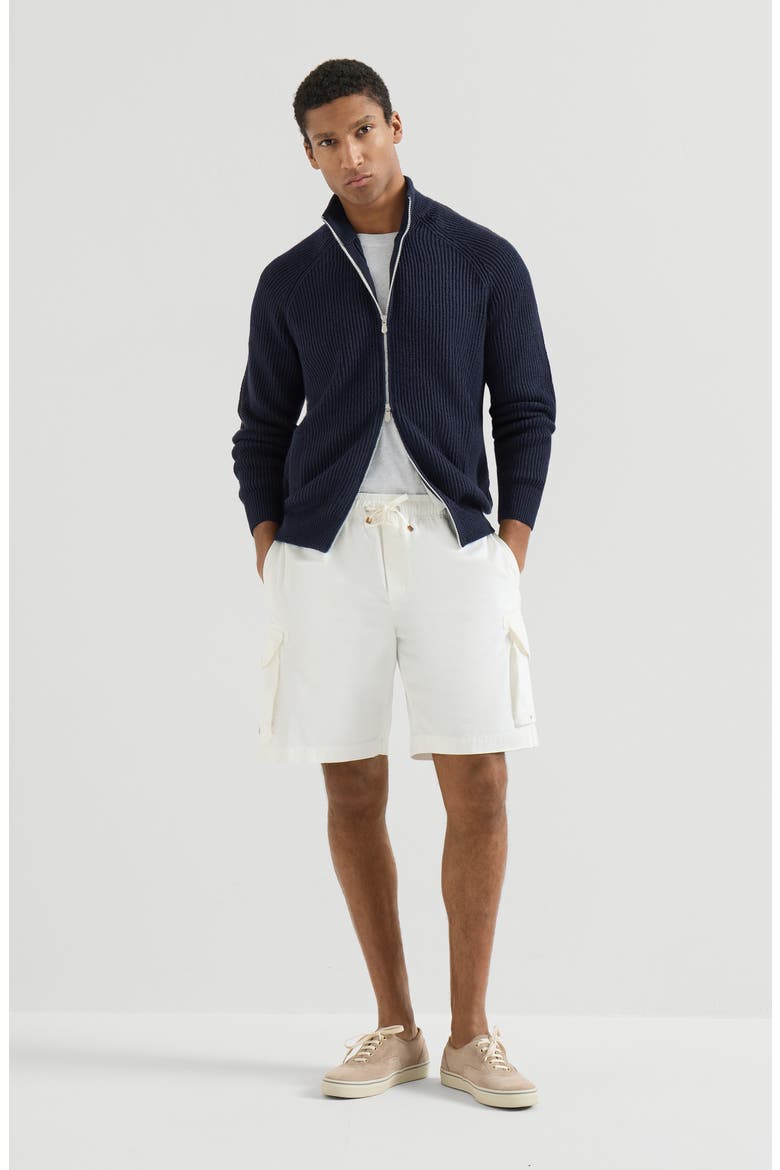 Gabardine Bermuda shorts, Alternate, color, Snow