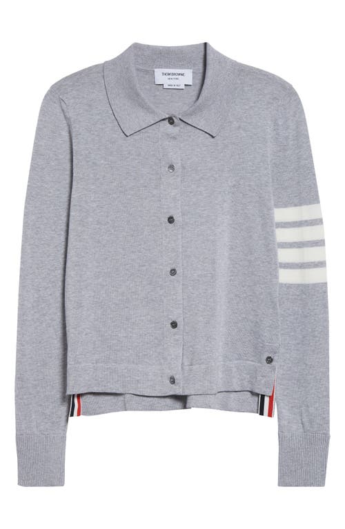 Thom Browne Women Jersey Polo With 4 Bar Stripe Detail In Light Grey