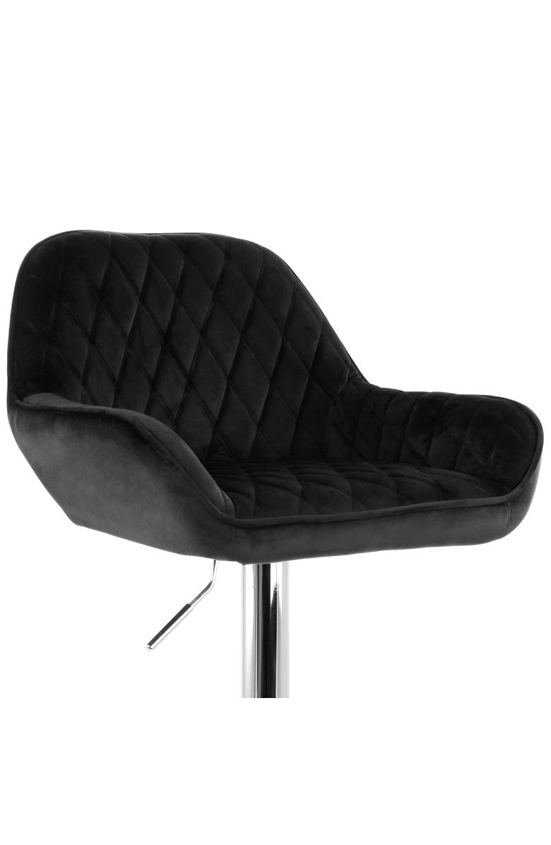 Elama 2 Piece Adjustable Velvet Bar Stools, Alternate, color, Black