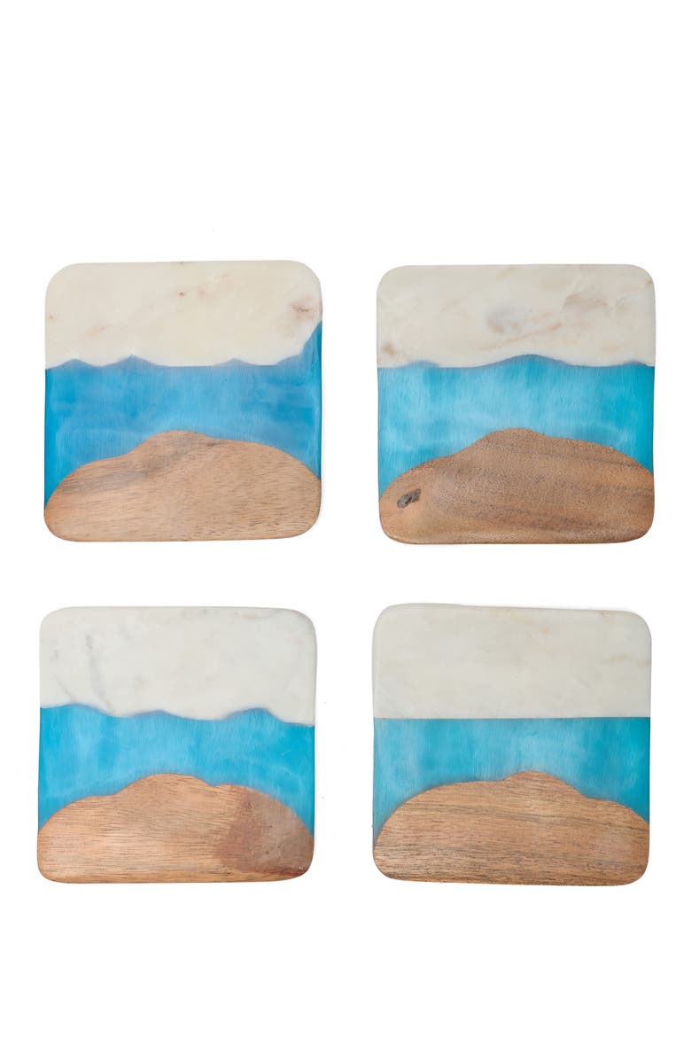 Skyline Set of 4 Coasters, Main, color, AZURE