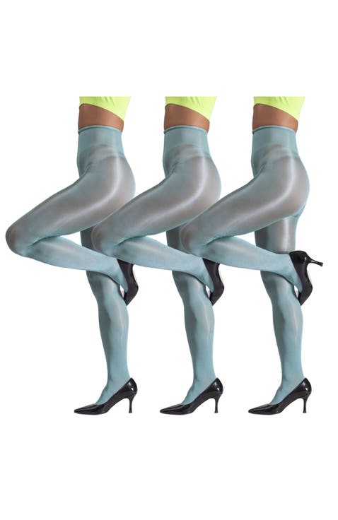5-Pack Glossy Semi-Opaque Bold Color Tights