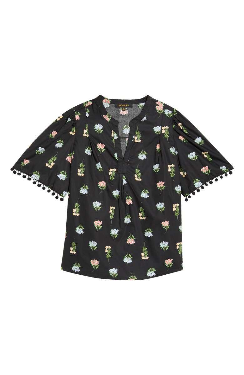 SUGARLIPS Floral Pompom Cotton Top, Main, color,