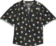 SUGARLIPS Floral Pompom Cotton Top