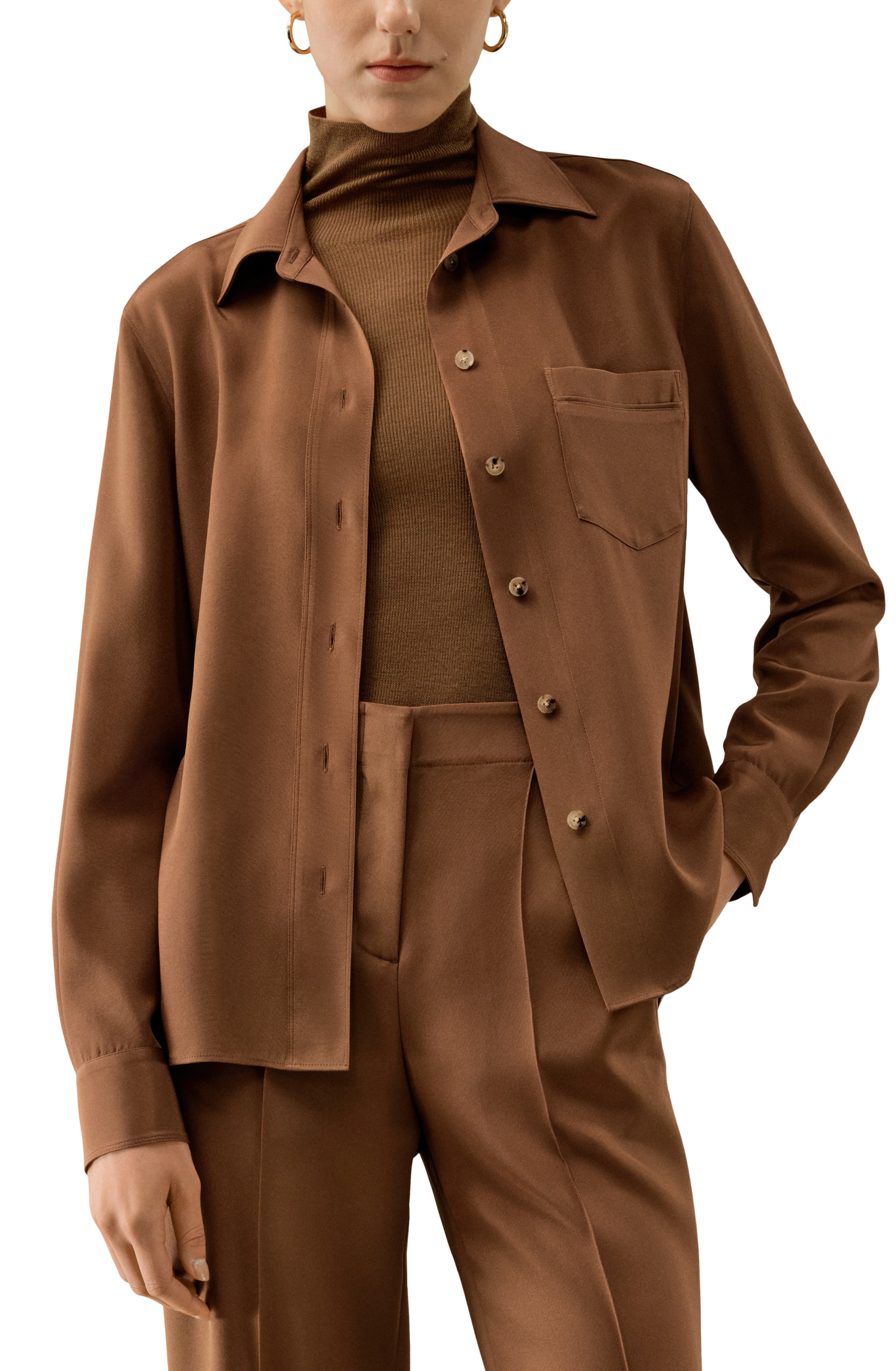 Basic Silk Spread Collar Shirt
