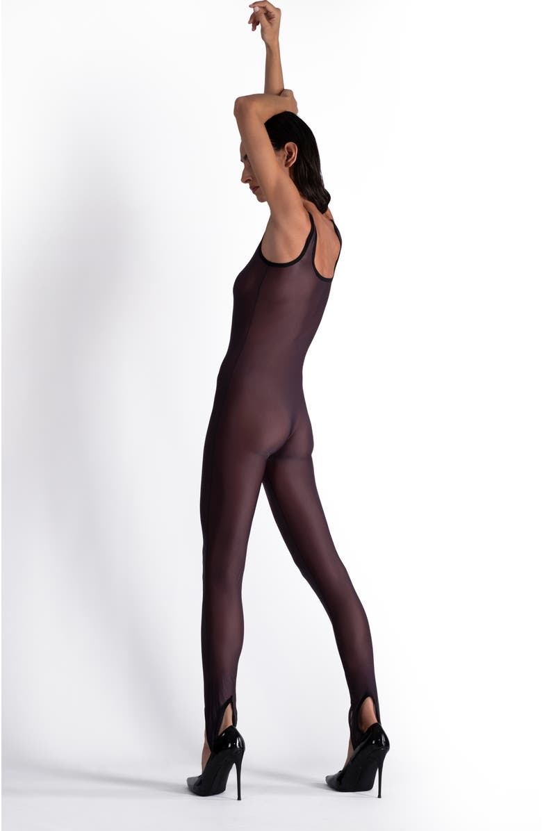 LECHERY<sup>®</sup> Lustrous Sheer Stirrup Bodystocking Tank Jumpsuit, Alternate, color, Black