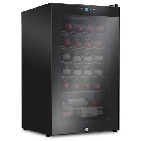 24 Bottle Compressor Wine Refrigerator, Freestanding Wine Cooler with Lock
