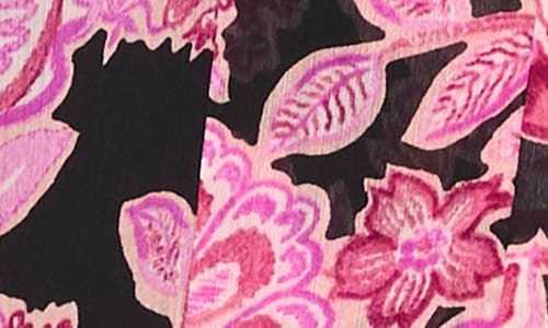 Shop Cece Floral Tie Neck Yoryu Top In Rich Black