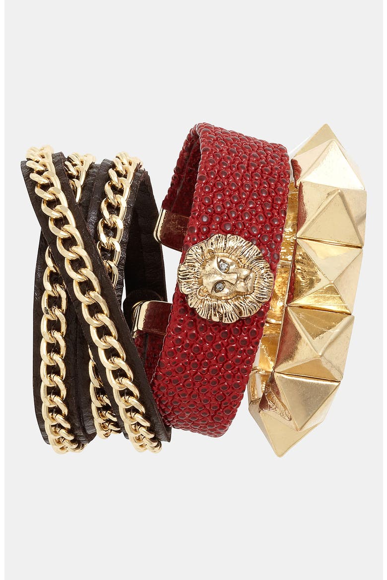 Studded Stretch Bracelet, Alternate, color, GOLD