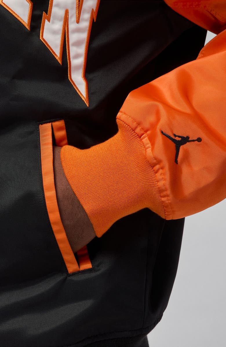 Jordan Brooklyn Collegiate Varsity Jacket, Alternate, color, Black/ Starfish/ Black