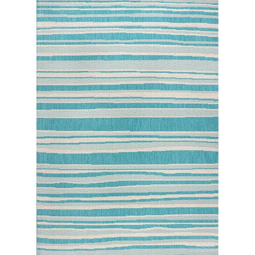 Jonathan Y Castara Wavy Stripe Modern Indoor/outdoor Area Rug In Aqua/cream