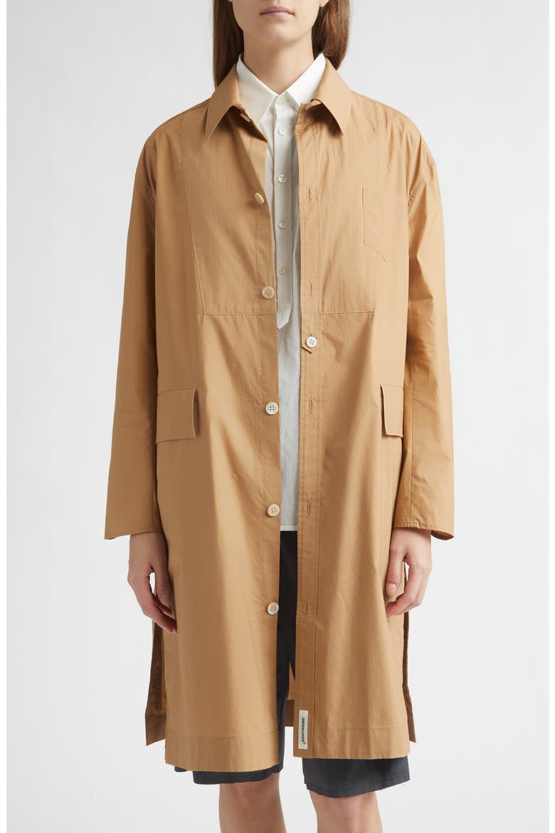 Textured Bib Cotton Coat, Main, color, DARK BEIGE