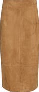 Akris Front Slit Suede Pencil Skirt