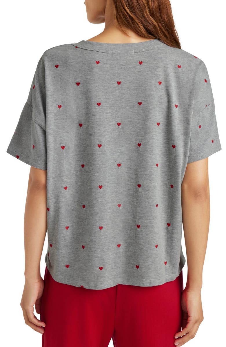Splendid Embroidered Hearts Cotton Blend T-Shirt, Alternate, color, 