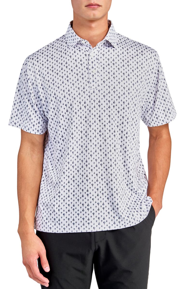 CONSTRUCT Regular Fit Golf Ball Print Recycled Performance Golf Polo, Alternate, color, White/Black